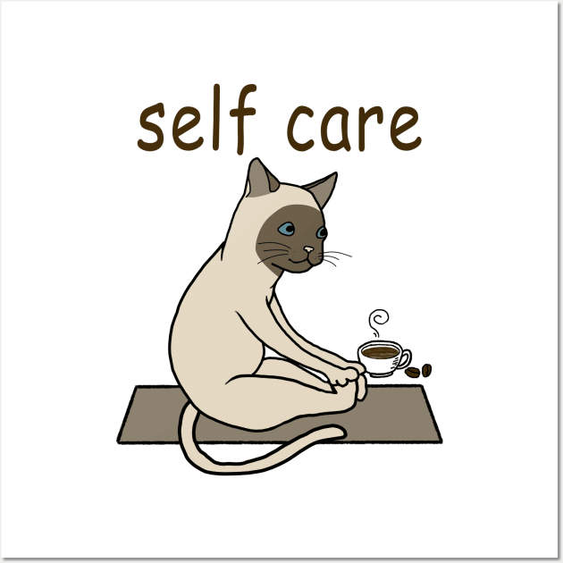 Funny Siamese Cat Self Care yoga Wall Art by MasutaroOracle